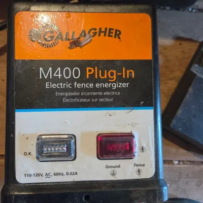 Two electric fence chargers - Dyna charge Model 900 and Gallagher M400 plug-in