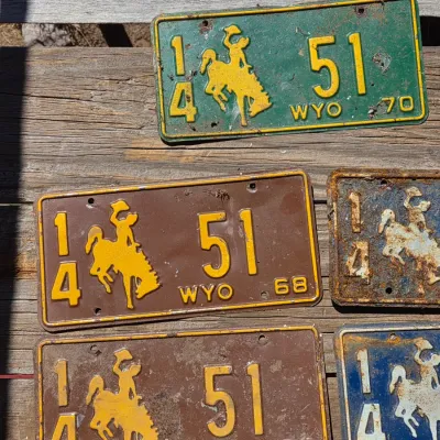 1960'S and 70's Wyoming license plates
