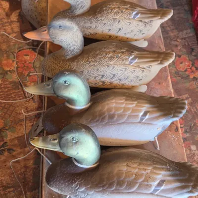 G & H Four duck decoys 2 drakes 2 hens