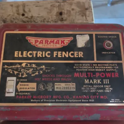Two electric fence chargers- Paramax Mark III and a Blitzer Scorpion Model 8509 A