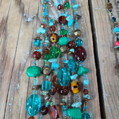 Two new beaded necklaces with matching earrings
