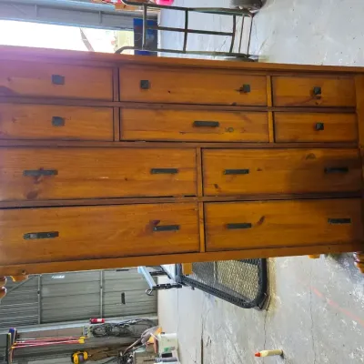 Rustic wooden multi-drawer dresser