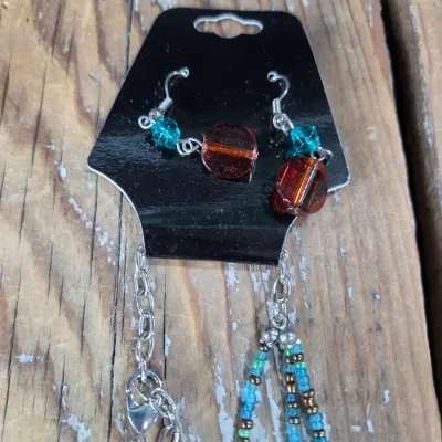Two new beaded necklaces with matching earrings