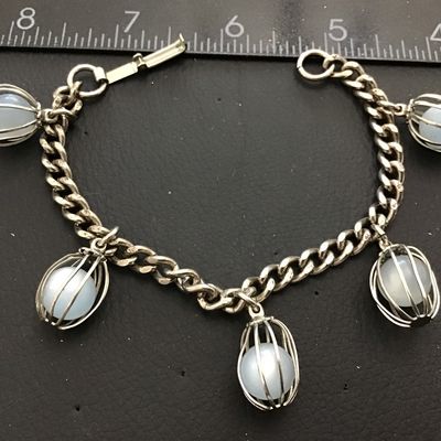 Caged moonstone Gold Tone Vintage Bracelet