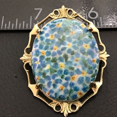 Vintage Hallmarked Porcelain Ceramic jewelry brooch