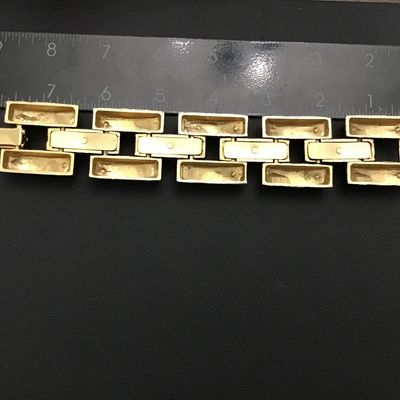 Bracelet Panel link Enamel Vintage Red Gold Tone