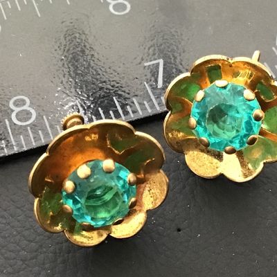 Rhinestone Vintage Screwback Earrings