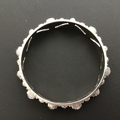 Ab Rhinestones Silver Tone Bangle Bracelet