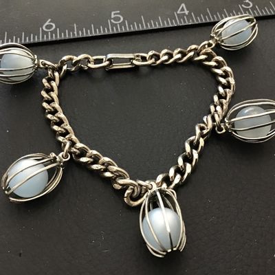 Caged moonstone Gold Tone Vintage Bracelet