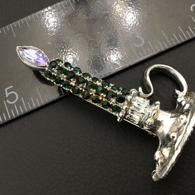 Vintage Dodds signed Candlestick Brooch Holiday Jewelry