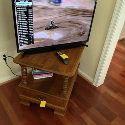 Samsung TV & soundboard and Ethan Allen end table