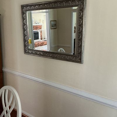 Beveled glass framed mirror