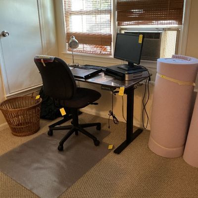Computer desk, chair, computer equipment