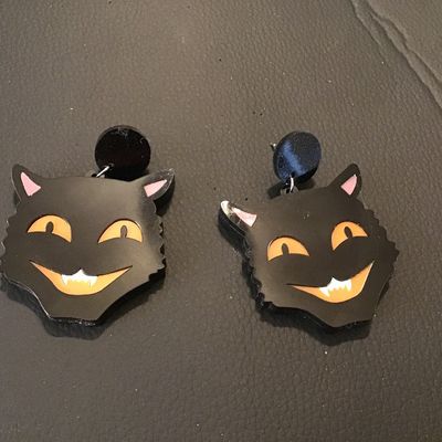 Black Cat Acrylic Dangle Earrings