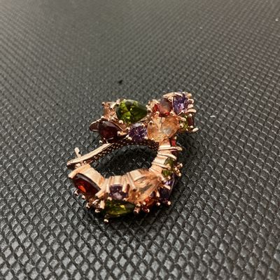 Rose Gold Tone Multicolor Rhinestone Huggie Hoop Earrings