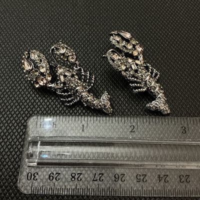 Pair of Rhinestone Lobster Earrings