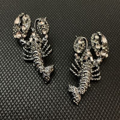 Pair of Rhinestone Lobster Earrings