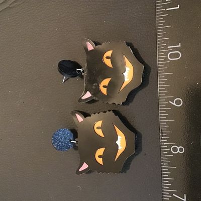 Black Cat Acrylic Dangle Earrings