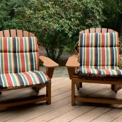 Adirondack-Style Wood Patio Chairs with Cushions