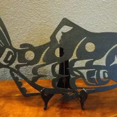 Northwest Coast–Style Salmon Metal Sculpture