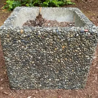 Exposed-Aggregate Concrete Garden Planter
