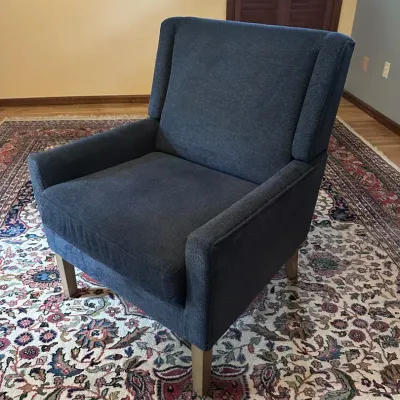 Contemporary Blue Upholstered Wingback Chair