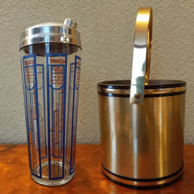 Glass Cocktail Recipe Shaker & Bucket Brigage Ice Bucket
