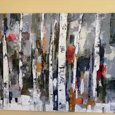 Contemporary Abstract Birch Forest Painting