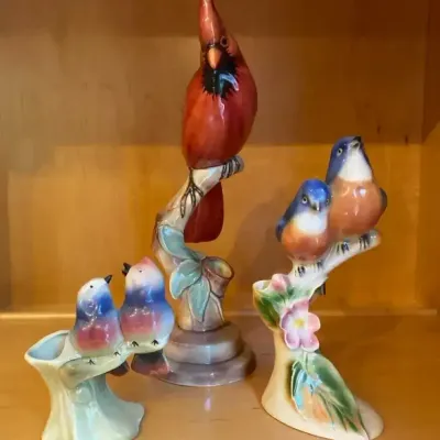 Ceramic Bird Figurines and Bud Vases
