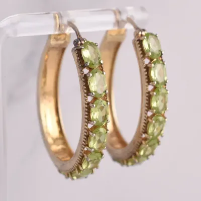 Peridot Sterling Silver Gold Vermeil Closed Hoop Earrings