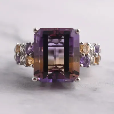 9.4ct Ametrine, Amethyst & Citrine Sterling Silver Ring