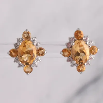 Citrine Sterling Silver Stud Earrings