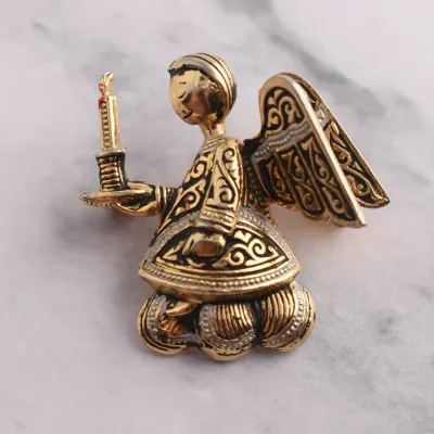 Vintage Ornate Angel Brooch