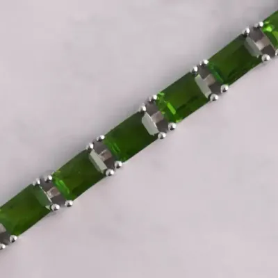 Chrome Diopside Sterling Silver Tennis Bracelet