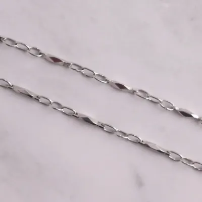 18K White Gold Plated Link Necklace 