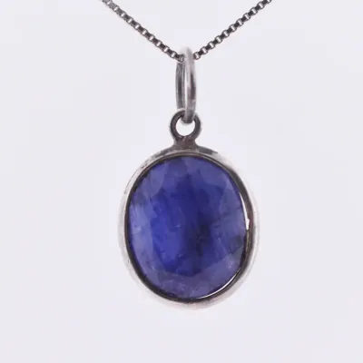 5.6ct Blue Sapphire Sterling Silver Pendant