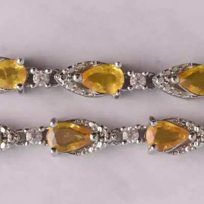 Yellow Sapphire Sterling Silver Tennis Bracelet