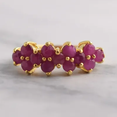 Ruby Sterling Silver Gold Vermeil Line Ring