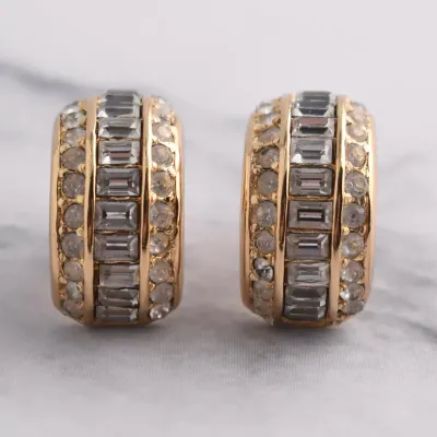 Vintage Channel-Set Huggie Earrings