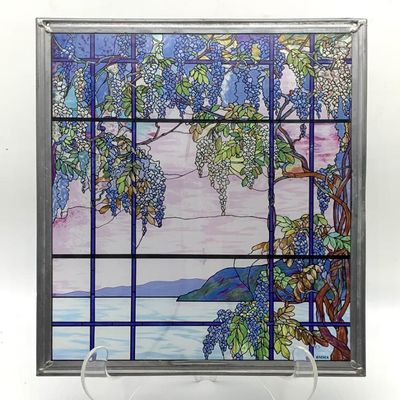 MMA glass panel of a Tiffany window, 13 x 12 in.