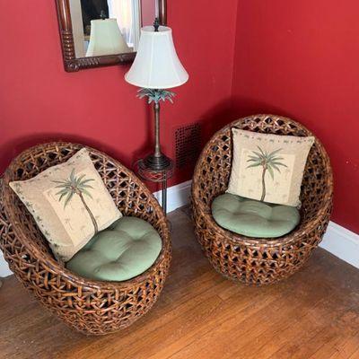 Pr. Pier 1 rattan egg chairs