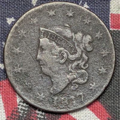 Sale Photo Thumbnail #284: 1817 US Coronet Head Large Cent - Full Liberty - Year James Monroe Became the President of US, 209 Years Old!