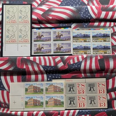 Sale Photo Thumbnail #362: Five Assorted U.S. Four Block Stamps, All Mint, Original Gum, Never Hinged