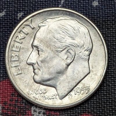 Sale Photo Thumbnail #67: 1955-S Roosevelt 90% Silver Dime with Split Bands