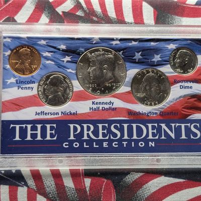 Sale Photo Thumbnail #77: 1987 Lincoln Cent, 1972 Jefferson Nickel, 2017 Kennedy Half Dollar, 1985 Washington Quarter, & 1981 Roosevelt Dime In The Presidents Collection Set