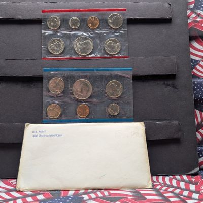 Sale Photo Thumbnail #110: 1980 P&D U.S. Mint Unc. Set with "S" Mint Mark Susan B. Anthony Dollar in OGP