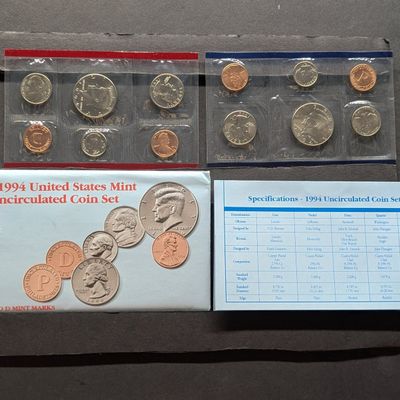 Sale Photo Thumbnail #4: 1994 P & D U.S. Mint Uncirculated Coin Set In OGP w/COA