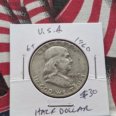 Sale Photo Thumbnail #132: 1960 90% Silver Franklin Half Dollar - Vietnam War Era!