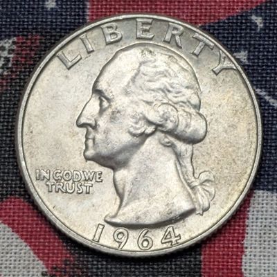 Sale Photo Thumbnail #268: 1964-D Washington 90% Silver Quarter, 62 Years old
