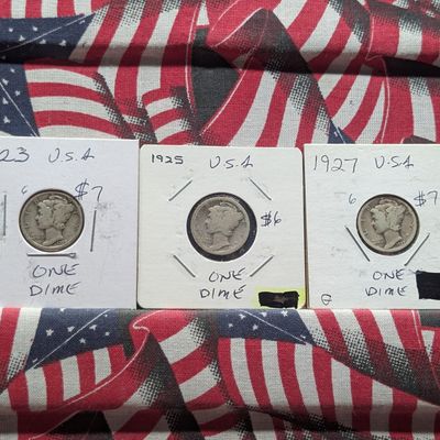 Sale Photo Thumbnail #213: 1923, 1925 & 1927 90% Silver Mercury Dimes